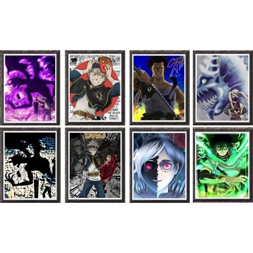 Yuno X Noelle Anime Black Clover Fabric Art Prints Poster Wallpaper ,8 x 10 Inches,No Frame,8PCS
