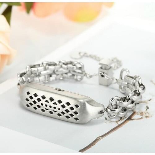 Jewelry Watch Band + Housing for Fitbit Flex 2 Women Stainless Steel Watchband Wrist Strap Metal Chain Bracelet Silver Rose Gold