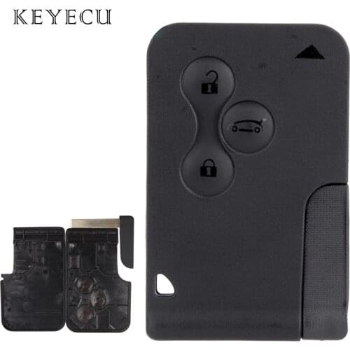 Keyecu Replacement New Smart Remote Key Shell 3 Button for Renault Clio Logan Megane 2 3 Koleos Scenic Card Case Black