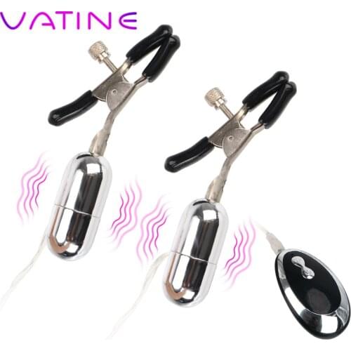 VATINE 20 Frequency Couple Nipple Clamps Clitoral Clip Breast Massage Stimulation Nipple Vibrator Sex Toys for Women