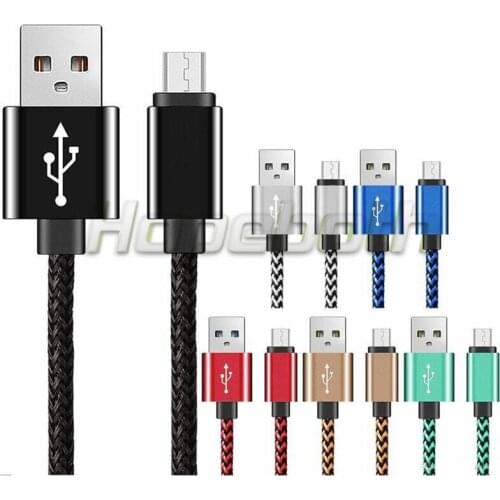 1m Braided Nylon Aluminum Alloy Micro 5pin usb cable accessory bundles for samsung for lg android phone