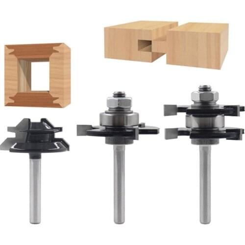 1Pcs 1/4 Shank 45 Degree Tenon Knife Lock Miter Router Bit Type T With Bearing Milling Cutter Woodworking Cutting Tool