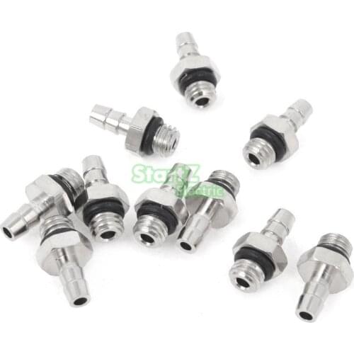 10 Pcs 4mm 5/32" Pneumatic Tube to M5 Male Thread Hose Mini Barb Fittings M-5AU-4