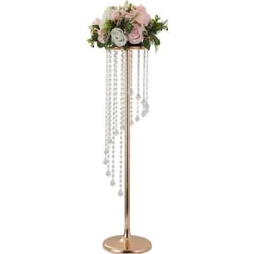 120cm )Luxurious Crystal Flower Stand Wedding Centerpieces on Floor, Tall Metal Flower Arrangement Stand, Tabletop Flower Vase