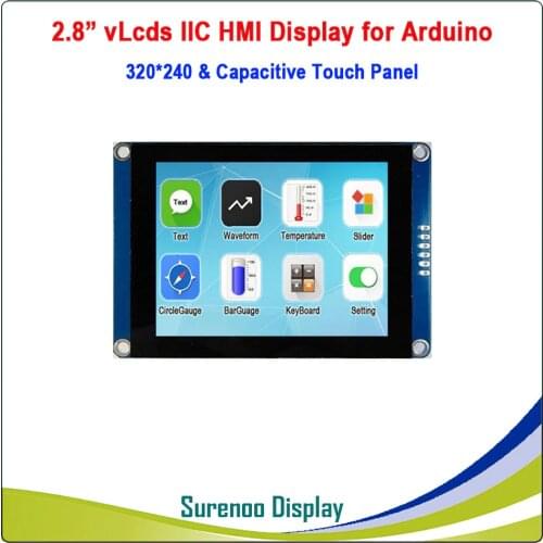 2.8" 320*240 Serial I2C IIC vLcds HMI Intelligent Smart TFT LCD Module Display Resistive Capacitive Touch Panel for Arduino