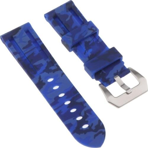 2 Pieces 24mm Fold Camouflage Silica Silicone Divers Sport Watch Strap Band Belt