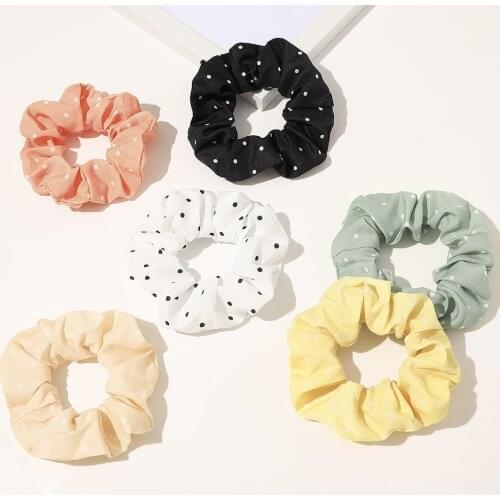 2020 New Korea Fashion Dots Hair Scrunchies For Women Ponytail 6pcs/pack Wholesale Schrunchies Set For Girls Cute Accessories