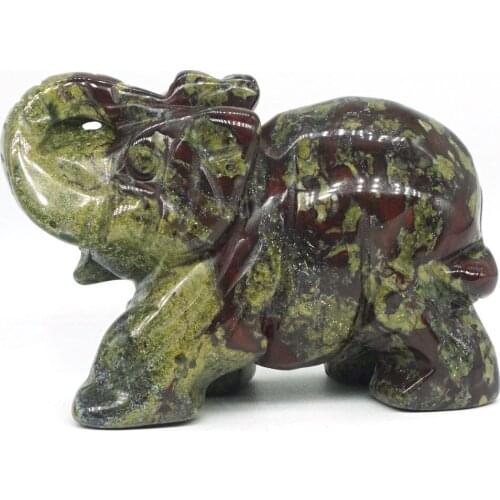 3"Natural Dragon Blood Stone Elephant Carved Figurine Stone Chakra Healing Reiki Stone Feng Shui Crafts