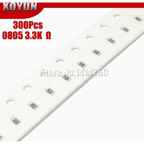 300PCS 0805 SMD Resistor 1% 3.3K ohm 1/8W 3K3 332