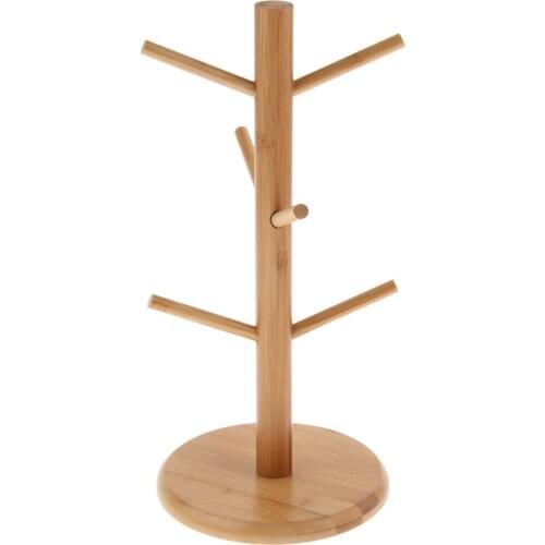Bamboo Wood Mug Tree Stand Kitchen Storage Rack Tea Coffee Cup Holder Organizing Shelf