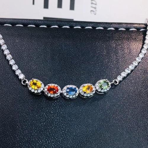 Natural sapphire bracelet,Rare color sapphire, 925 Sterling silver, high collection value