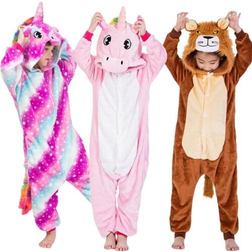 Kids Unicorn Pajamas Onesie Panda Children Animal Sleepwear Kigurumi Winter Anime Pyjama For Girls Boys Sleepers Blanket Licorne