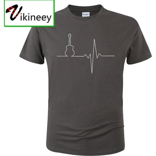 Summer Cotton Short Sleeve Print T-Shirt Guitar heart T Shirt Men Fashion Cool Tee Brand Shirt Camisa Hombre Unisex Clothes