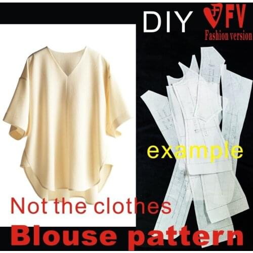 Shirt Pattern Womens Chiffon V-neck Short Sleeve Top Design Drawing Cutting Drawing 1:1 Garment Pattern BCY-158