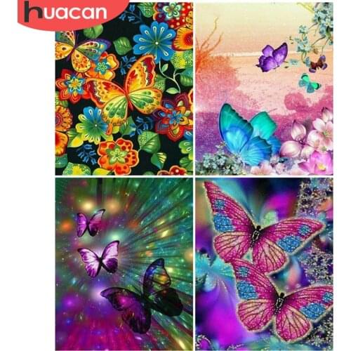 HUACAN Paint By Number Butterfly Drawing On Canvas Hand Painted Painting Animal DIY Pictures By Numbers Flower Kits Home Decor