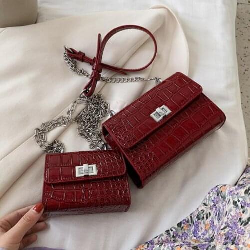 Crocodile pattern Mini Square Crossbody bag 2020 New High-quality Leather Womens Designer Handbag Chain Shoulder Messenger Bag