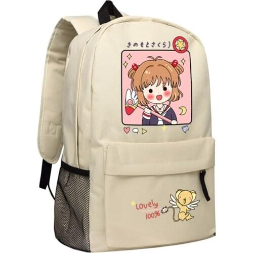 Anime Card Captor Kawaii Women Backpack CardCaptor Cute Backpack Oxford School Bags for Teenage Girls Cartoon Travel Backpack