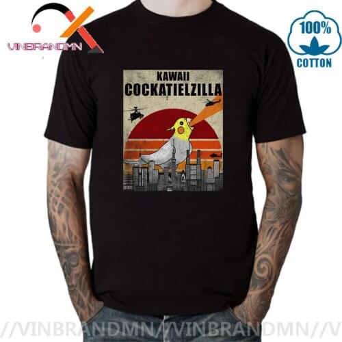 Fashion Kawaii Cockatielzilla Funny Cockatiel Japanese Sunset Birthday Christmas Gift Idea Men Funny T Shirts Harajuku T-Shirt