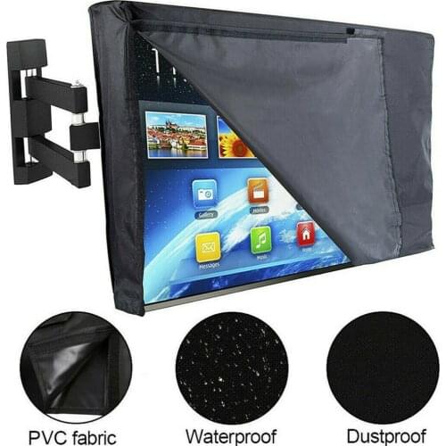 Outdoor Waterproof TV Cover with Front Flap Black Television Protector For LCD LED Television Protector For 22''to 58''LCD LED