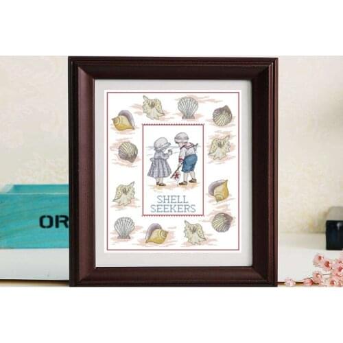 SHELL SEEKERS DIY Craft Stich Cross Stitch Package Cotton Fabric Needlework Embroidery Crafts Counted Cross-Stitching Kit