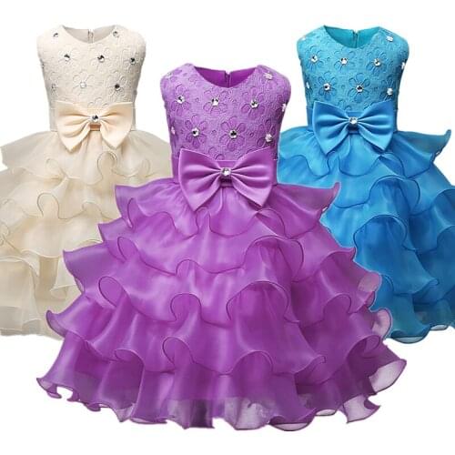 Infant Girls Clothing Flower Birthday Party Baby Girl Dress Beading Bpatism Dress Newborn Baby Girl Clothes Vestidos Infantil