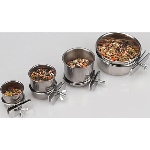 Hanging Cage Birds Dish Stainless Steel Food Box Anti Turnover Parrot Bowl Cup Anti-turnover Feeding Food Drinking Feeder