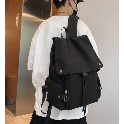 New college style casual schoolbag male college student couple backpack Korean ins style solid color backpack