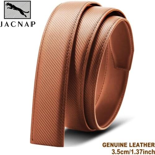 JACNAIP Belt Mens Leather Without Head Automatic Buckle Belt Cowhide Youth Headless Belt Body Solid Color Belt ремень мужск