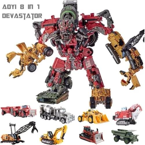 AOYI Transformation Robot Devastator Overload Roaring Roll Constru Vehicle Bonecrusher Movie Alloy Part Action FIgure Gifts Toys