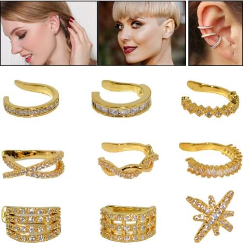 1pc Clip on Earrings Helix Cartilage Conch Fake Piercing Jewelry Adjustable Cz Ear Cuff Non Pierced Earrings Conch Cuff Earring