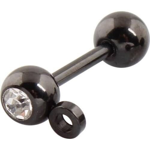 20 pieces/lot Barbell with ring body piercing jewelry Wholesale earring 18G Surgical Steel black Titanium Plated medical steel