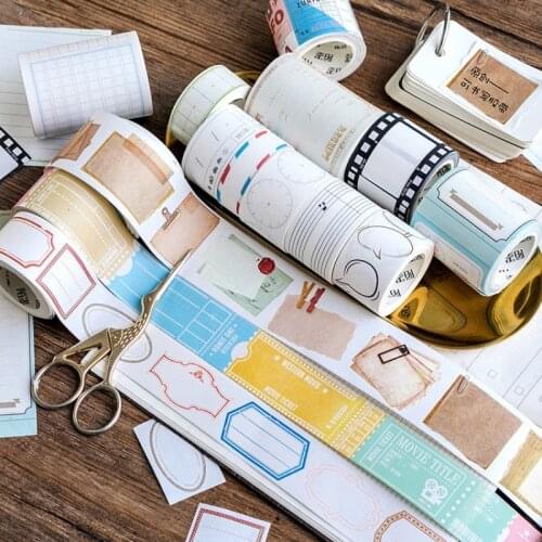 14patterns vintage stamp label film scrapbook washi tape ancient design DIY hobby stickers check line square shape