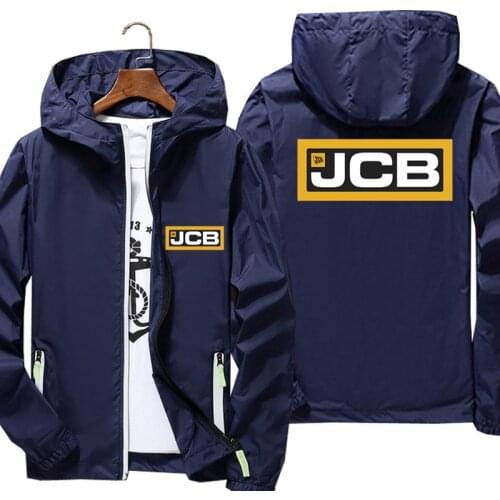 Men Excavator Jcb Zipper Windbreaker Thin Reflective Sunscreen Pilot Hooded Coat Jacket Beach Cycling Camping Boys Oversize 6XL