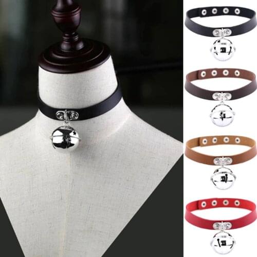 Egirl Bell Pendant Night Club Choker Necklace for Women Men Punk Gothic Sexy Leather Choker Party Jewelry Accessories Girl Gifts