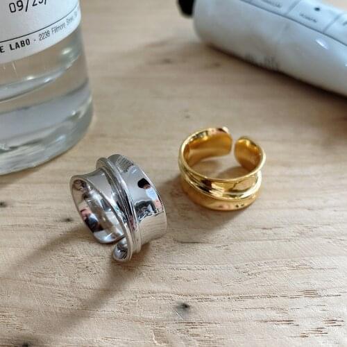 SHANICE Korean jewelry 925 sterling silver open ring personality trendy jewelry fashion temperament smooth line punk ring