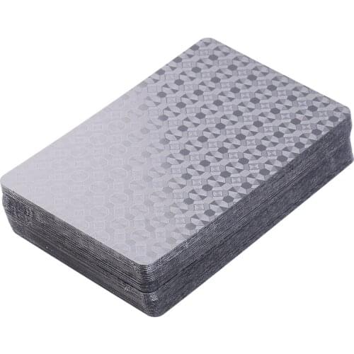 1 Deck Silver Foil Waterproof Plastic Poker PVC Playing Cards Game Pokers Tricks Props