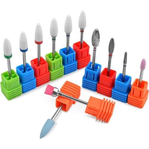 1pc 3/32'' Ceramic Nail Drill Bits Electric Milling Cutter Rotary Burr Tool For Nail Drill Machine Manicure Pedicure 12type Fine