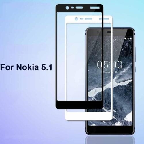 1pcs Ultra-Thin white black color full screen protector Tempered Glass film For Nokia 5.1 Nokia5.1 Screen protective glass film