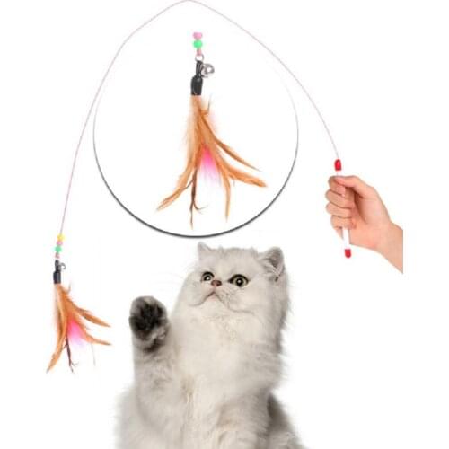 1Pcs Funny Cat Toy Feathers Tease Cat Sticks With Bell For Cat Leap Can Play With Your Cat Keep Feeling Training Colorful