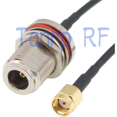 10pcs 8in N female with nut bulkhead to RP SMA male plug RF adapter 20CM Pigtail coaxial jumper cable RG174 extension cord