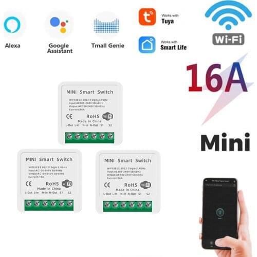 2 Way Mini DiY WiFi Smart Light Switch Relay Module Smart Home Smart Life/Tuya APP Remote Control Work With Alexa Google Home