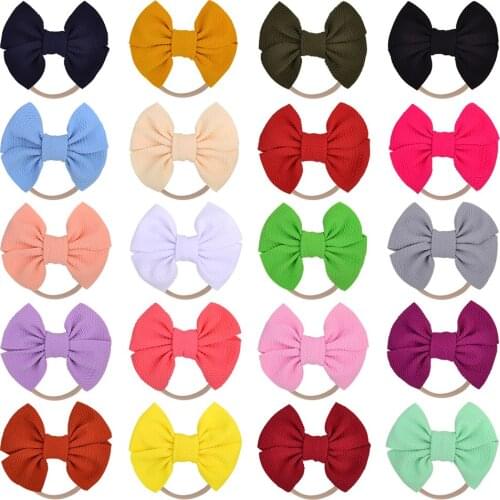 20pcs/lot Solid Headbands Elastic Rope Turban Hairband Bows for Cute Baby Girls Stretch Princess New Headwear Hair accessories