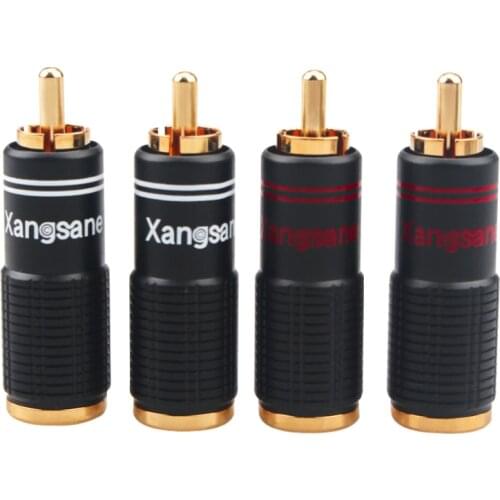 4Pcs Pure Copper RCA Plug Gold Plated Audio Adapter Hifi DIY Amplifier Speaker Cable Connector