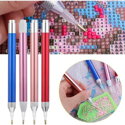 5D DIY Diamond Painting Cross Stitch Point Drill Pen with Light Single Head Luminous Point Drill Pen Cross Stitch LED Drill Pens