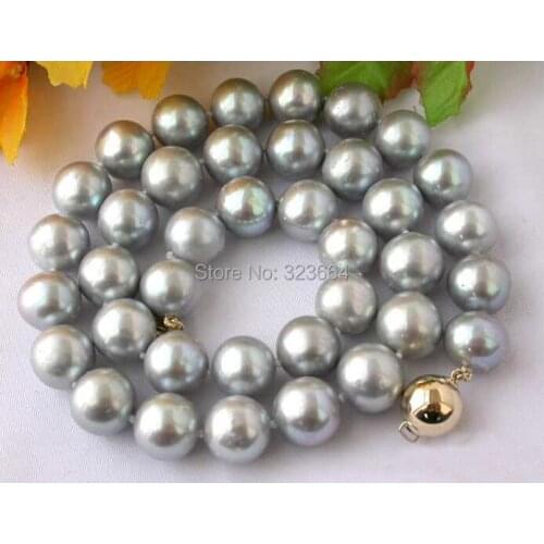 AAA+++ 17.5" 12MM GRAY ROUND FW CULTURED PEARL NECKLACE