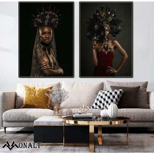 African Art Black and Gold Woman abstract art Canvas Painting HD Hoom Decor living room wall Figure picture Modern art painting