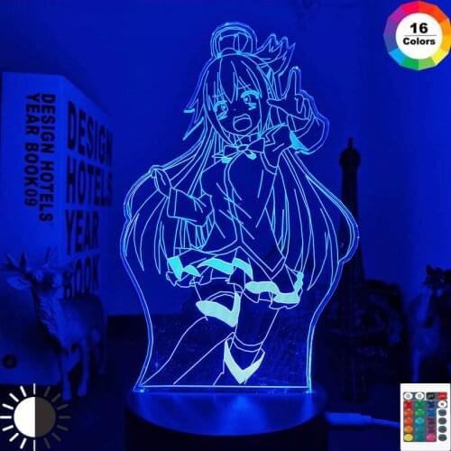 KonoSuba Led Night Light Aqua Lamp for Bedroom Decor Birthday Gift KonoSuba Aqua Light 3d Lamp Anime