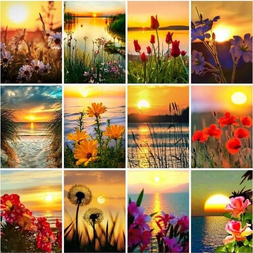 Diamond Embroidery Sunset Cross Stitch Kits Diamond Painting Lake Scenery Mosaic Sale Rhinestones Art Home Decoration