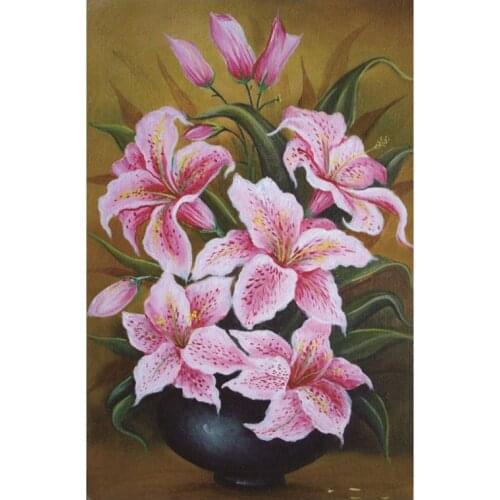 Diamond Painting With Round Rhinestones Flowers Diamond Lily Cross Stitch Diamond Embroidery Bead Picture Kits
