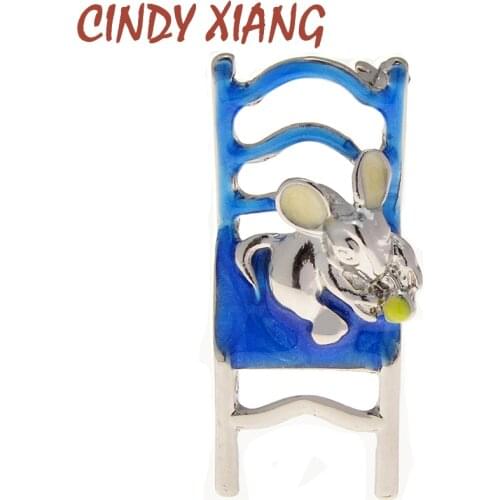 CINDY XIANG New Silver Color Enamel Mouse Brooches For Women And Men Alloy Chair Shape Casual Party Brooch Pins Birthday Gifts